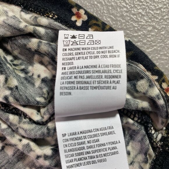 AMERICAN EAGLE Soft Sexy Slub Button Front Floral Scoop Neck Womens XS Black - Picture 11 of 11